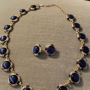Matching Navy Blue Necklace & Earrings